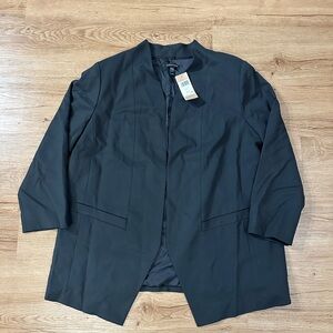 EILEEN FISHER Womens XL Front Collarless Blazer Jacket renew coat Gray NWT $125